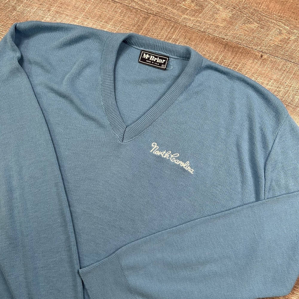 Vtg 90s UNC Tar Heels Blue Cardigan Knit Patchwork Sweater Womens Size XL
